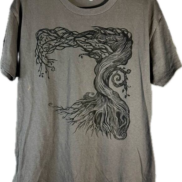 Hanes Other - PNW Artist Unisex Medium Short Sleeve Graphic Celtic Tree Grey Brown Indie